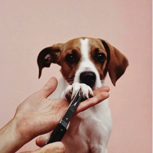 A dog's paw held for a nail trim